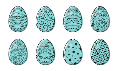 Set of hand drawn Easter eggs. Vector