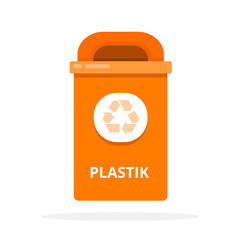 Urban trash bin for plastic waste flat isolated