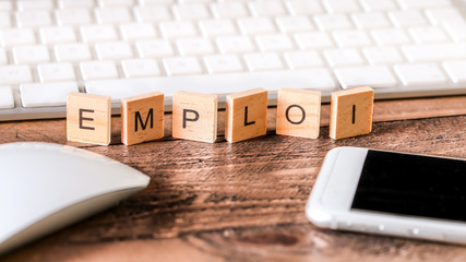  Lettres sur pieces en bois : EMPLOI