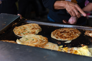 Tianjing Chong Zhua Pancake (scallion onion pancake) in Taipei, Taiwan