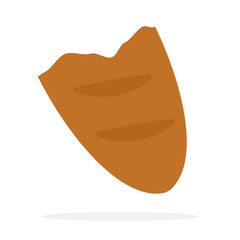 A torn piece of rye bread flat isolated