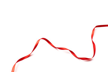 red satin ribbon isolated on white backgroun