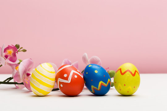 easter eggs on colour background - Image