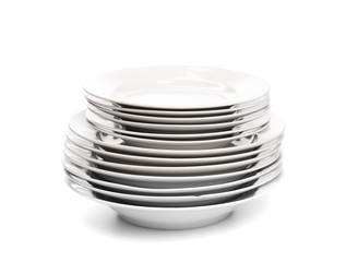 Set of white dishes . table wear