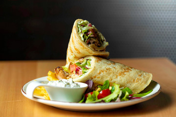 Fresh chicken and salad tortilla wraps