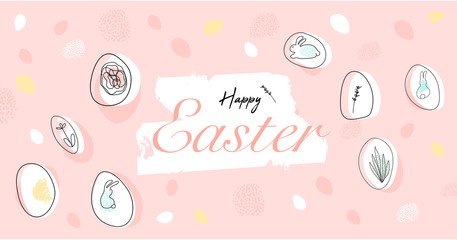 Trendy Header Design with different hand drawn shapes and textures.