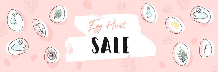 Trendy Header Design with different hand drawn shapes and textures.