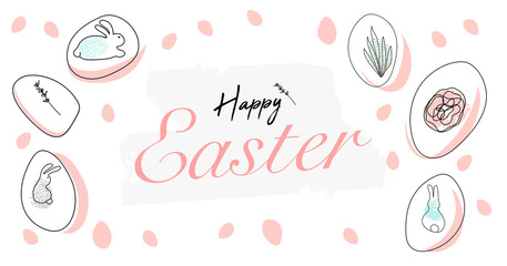 Trendy Header Design with different hand drawn shapes and textures.