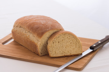 A loaf of homemade whole wheat bread