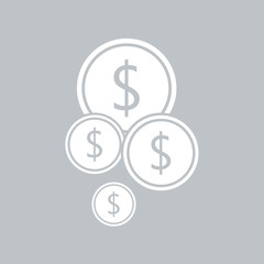 Coin flat icon on gray background, for any occasion