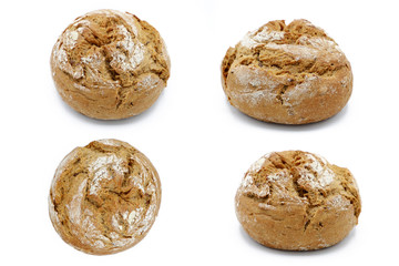  whole-grain bun - set of different freshly baked whole-grain bun isolated on white