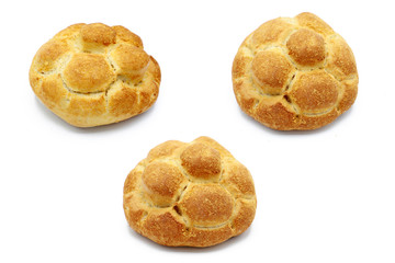 bun - set of freshly baked wheat buns isolated on white