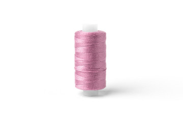 Pink threads isolated on white background.