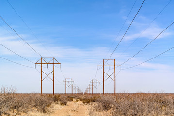 power lines in a desert