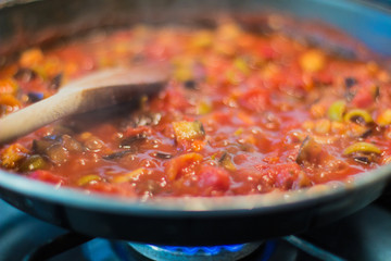 Pasta Fusilli Norma Tomato Sauce Aubergines