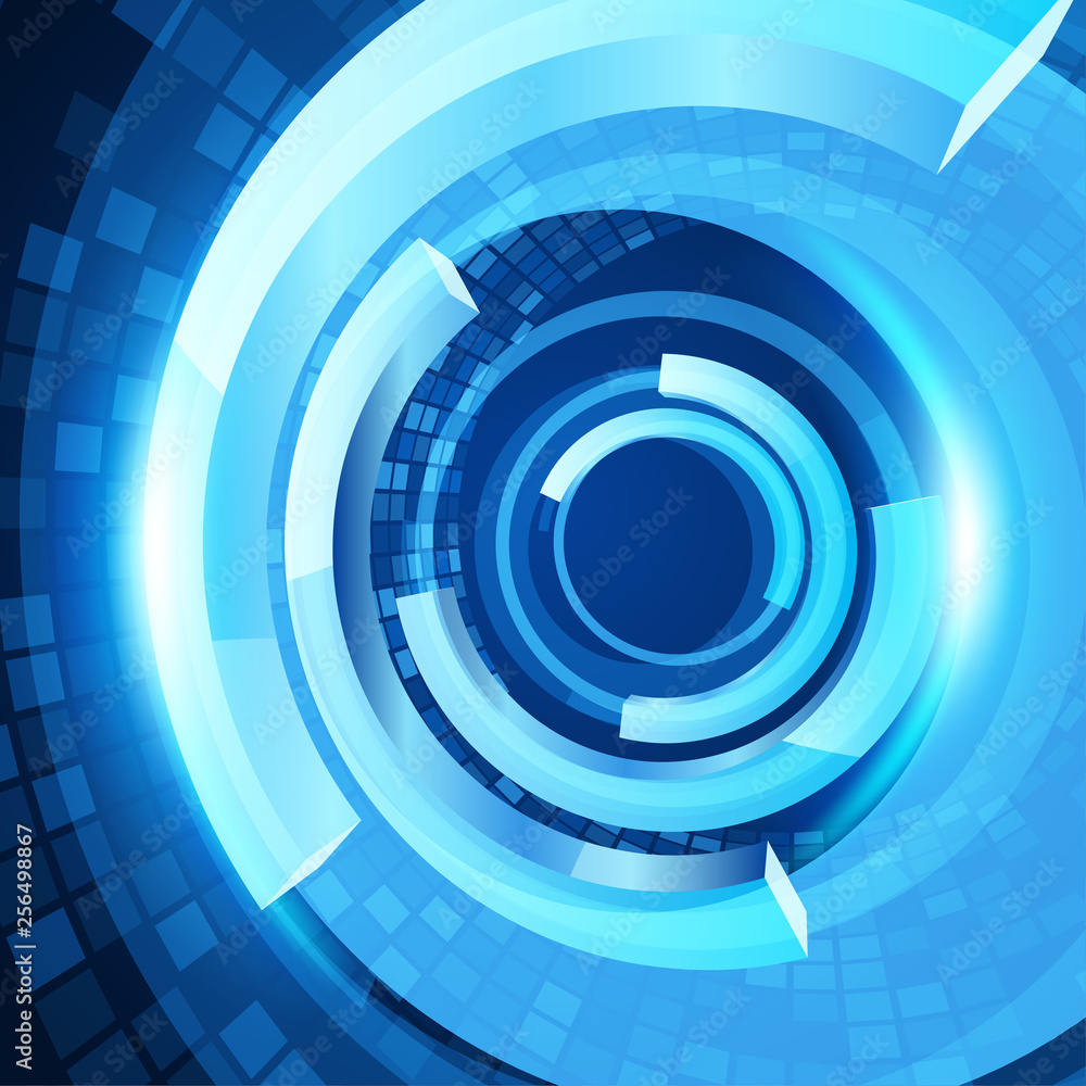 Wall mural abstract 3d circle lines in perspective modern vector background