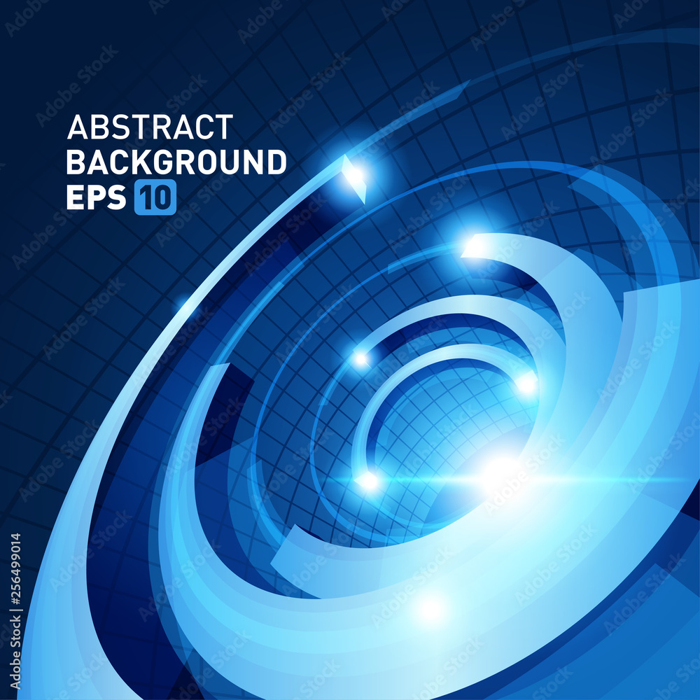 Wall mural abstract 3d circle lines in perspective modern vector background
