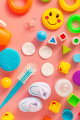 Baby girl personal accessories, top view