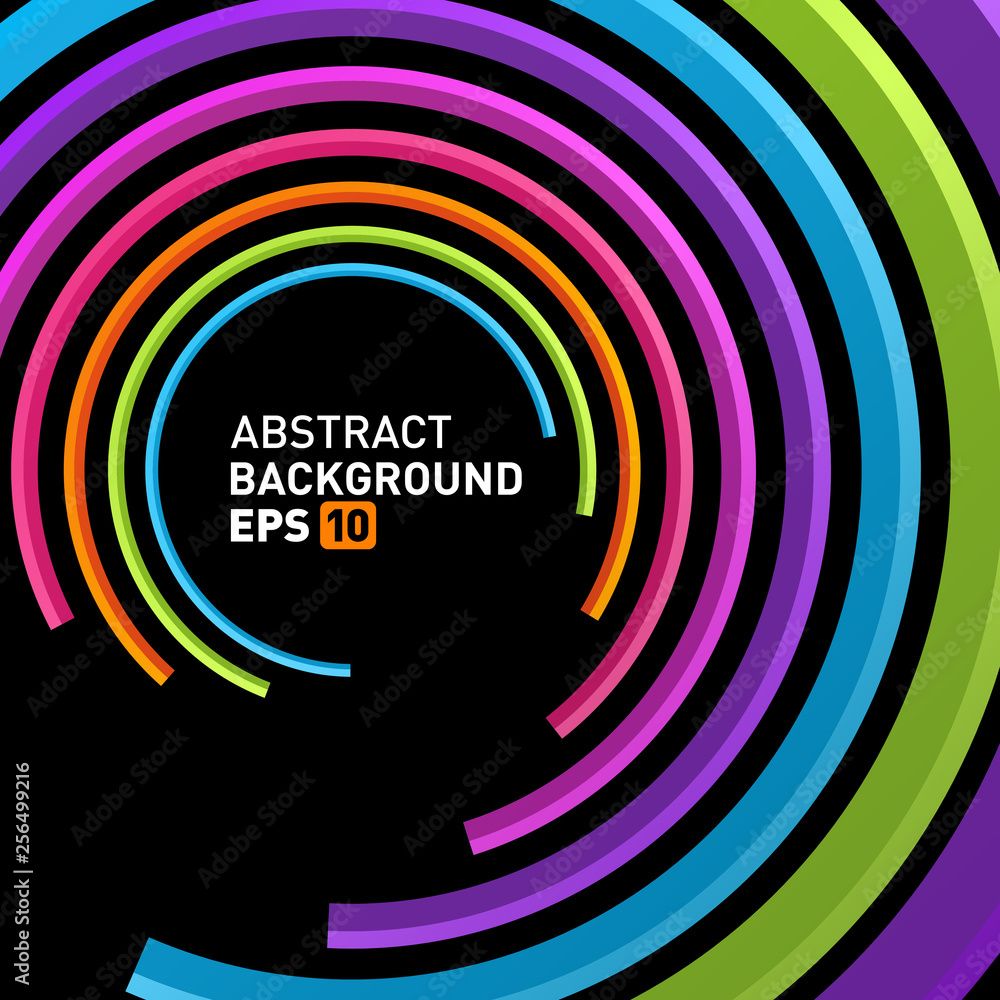 Wall mural abstract 3d circle lines in perspective modern vector background.