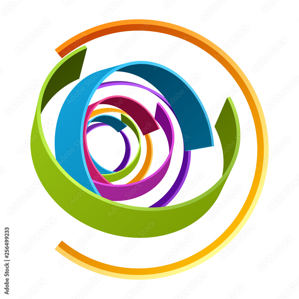 Wall mural abstract 3d circle lines in perspective modern vector background.