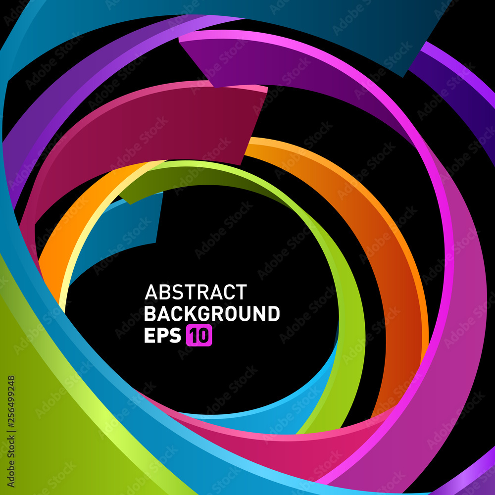 Wall mural abstract 3d circle lines in perspective modern vector background.
