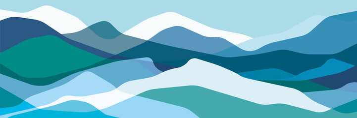 Color mountains, translucent waves, abstract glass shapes, modern background, vector design Illustration for you project