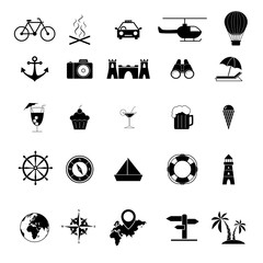 Set of Tour and travel outline icons trip