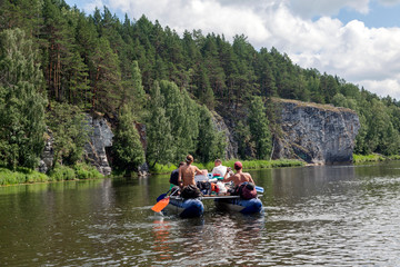 Fototapeta na wymiar Rafting on river Chusovaya