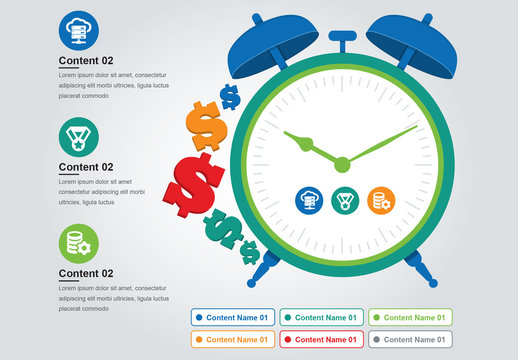 Infographic with Clock and Dollar Signs