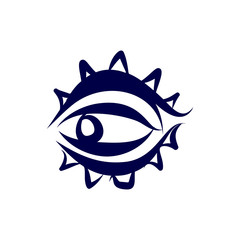 Illustration of Abstract Human Eye Icon. Isolated on White Background. Sketch for Tattoo, Hipster T-shirt Design, Vintage style posters