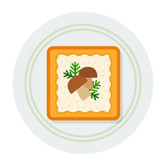 Toast with cheese and mushrooms vector icon flat isolated