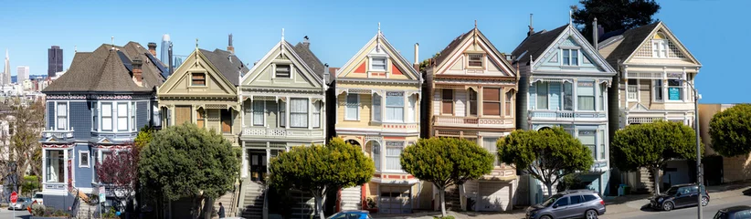 Foto op Aluminium Victoriaanse huizen op de hoogten van San Francisco © travelview