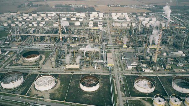 Aerial view of an oil refinery