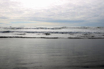 Panoramic view of a calm sea or ocean on the horizon.