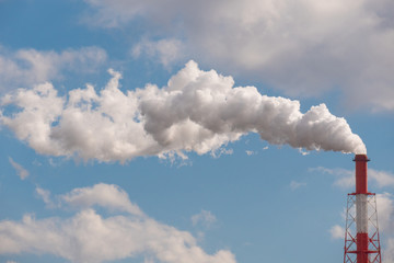 Smoke stack from industrial pipe, air pollution