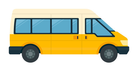 Minibus for passengers with luggage vector icon flat isolated