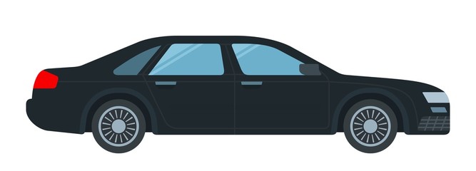 Black executive taxi vector icon flat isolated