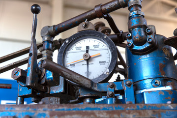 Industrial Pressure Gauge on Mechanical Machine