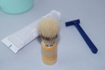 shaving brush on white background