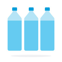 Three bottles of water flat isolated