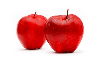 Red apples fruit isolated on white background