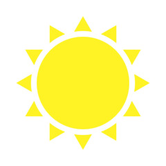 The sun icon. Yellow silhouette on a white background. Vector illustration