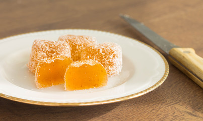 fruit marmalade including cut in half, closeup, healthy food
