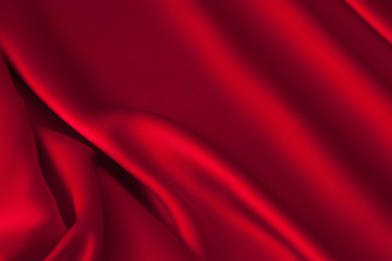 Plakat Luxury red satin fabric cloth abstract background