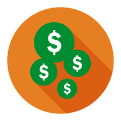 Coin flat icon on orange background for any occasion