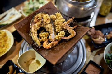 Traditional vietnamese hot spot restaurant with varied food