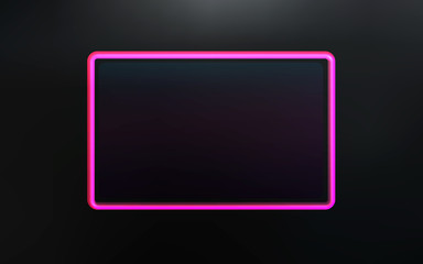 Neon plastic gradient frame . Rectangular frame. Vector