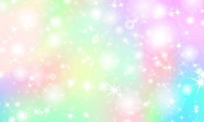 Unicorn rainbow background. Holographic sky