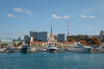 Views of the seaport area in Sochi, Russia.