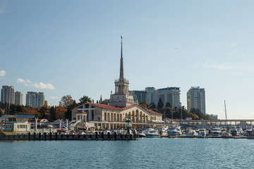Views of the seaport area in Sochi, Russia.